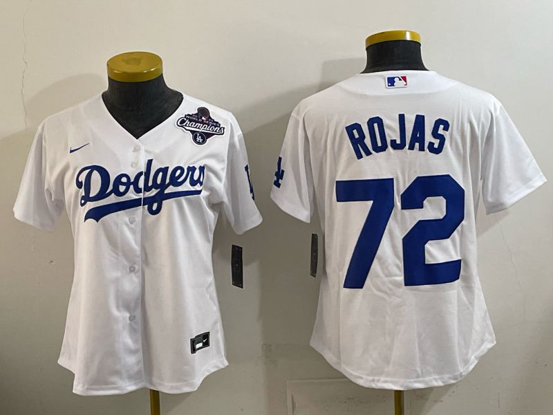 Women 2026 Nike Los Angeles Dodgers #72 Rojas White Game MLB Jersey 04